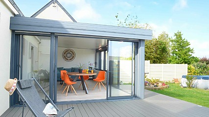 extension veranda toit plat en Loire Atlantique