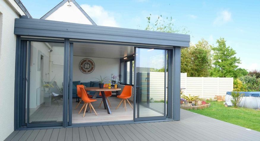 extension veranda toit plat en Loire Atlantique