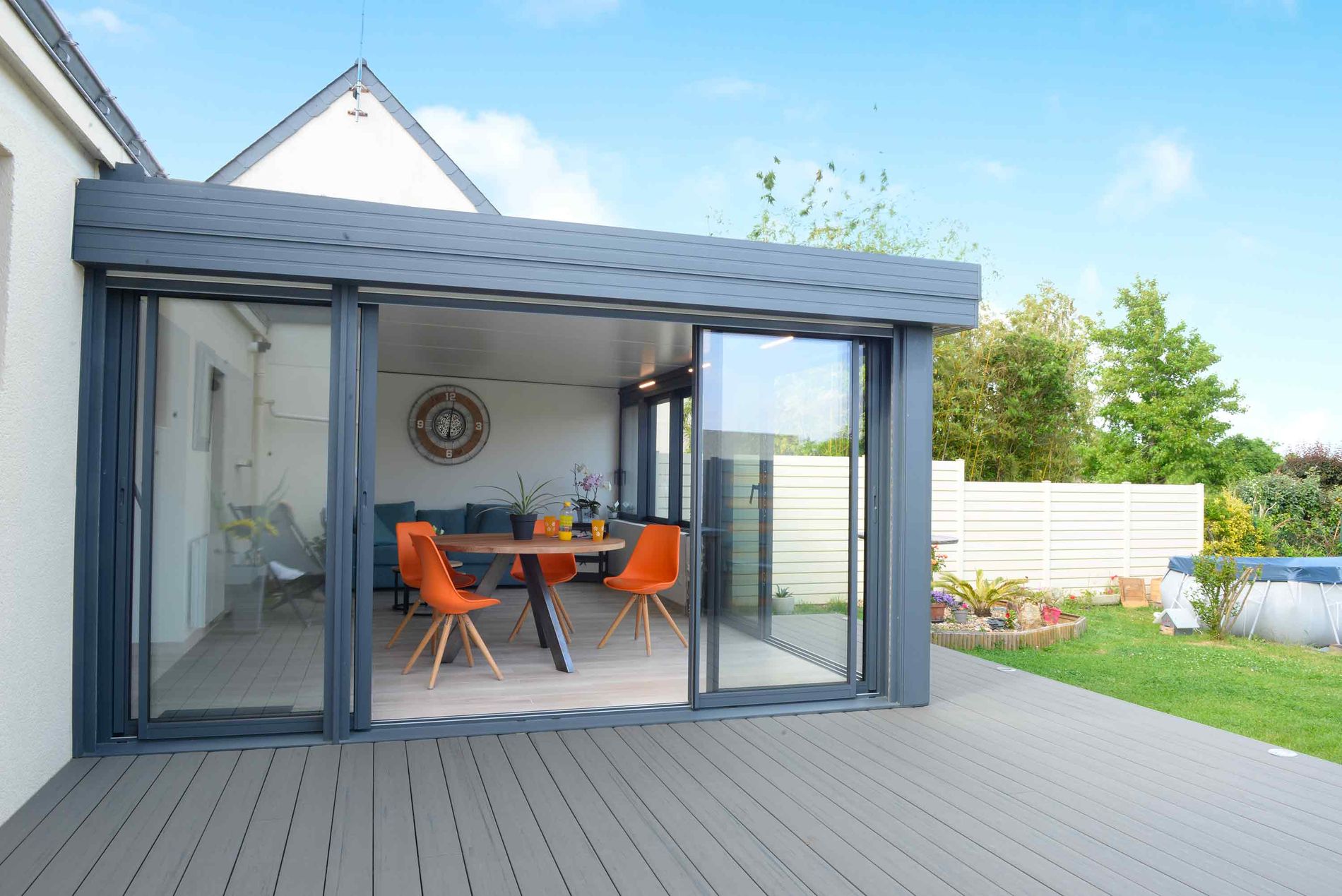 extension veranda toit plat en Loire Atlantique