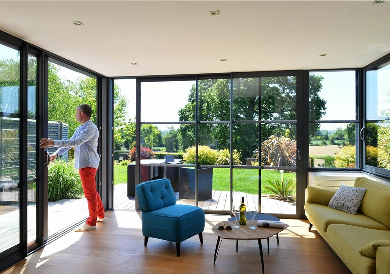 vue intérieure d'une extension maison dans le Morbihan