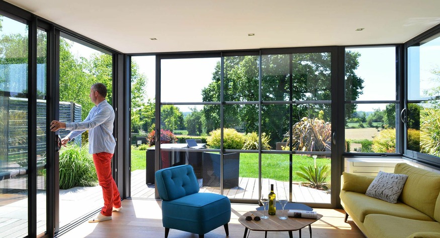 vue intérieure d'une extension maison dans le Morbihan