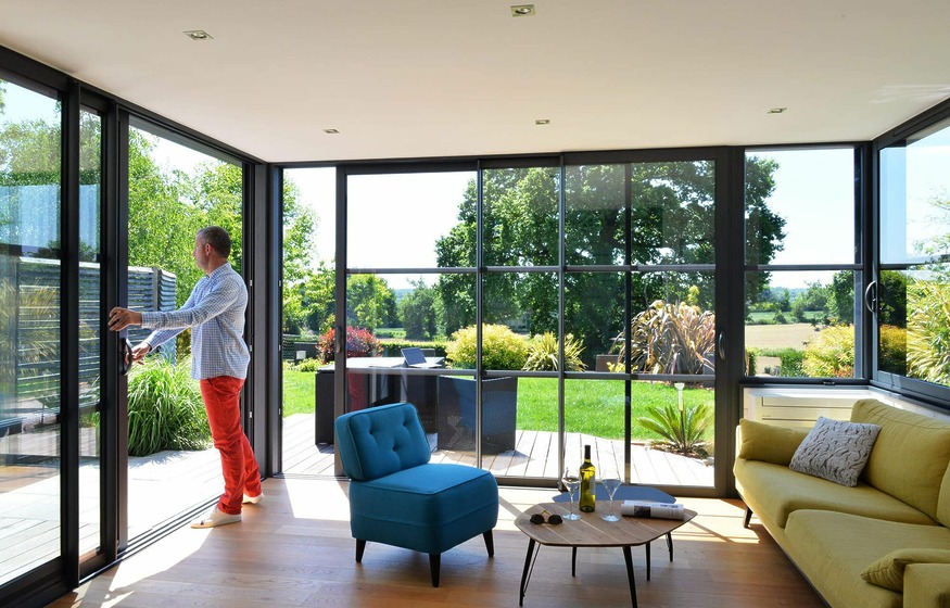 vue intérieure d'une extension maison dans le Morbihan