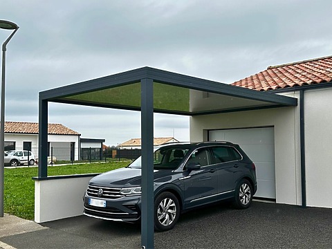 carport toit plat adossé