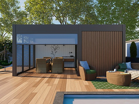 pool house moderne toit plat